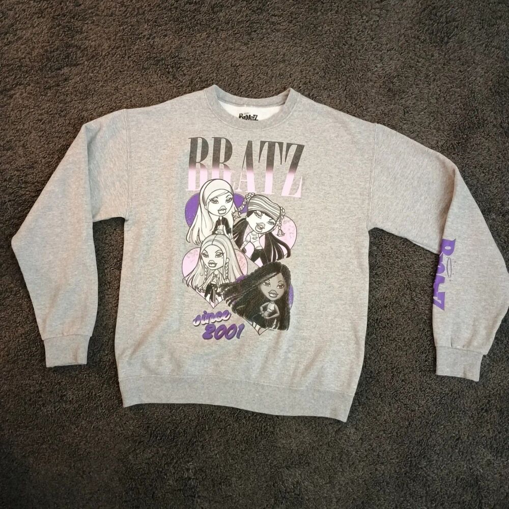 BRATZ M  Heather Gray Sweater Retro Womens/Girls